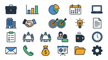 Business and Office Vector Icon Sheet File – Corporate Workplace Management Icons