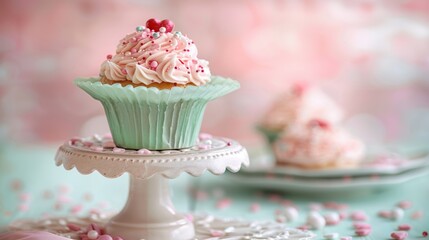 Charming still life celebrating self love with cupcakes and heart sprinkles in a romantic setting