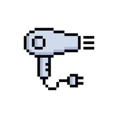 pixel art hair dryer 8 bit vector icon for computer game logo