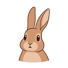 Charming Brown Rabbit Portrait with Alert Expression and Upright Ears.