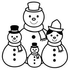 Snowman Family Illustration A Festive Winter Scene.