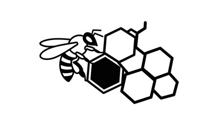 Honey bee harvesting natural honeycomb, a sweet design for beekeeping or honey branding, perfect for organic products