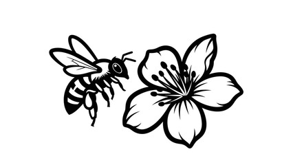 Bold bee silhouette seeks nectar from a spring blossom, a symbol of nature's delicate balance and springtime renewal © Sudarshi