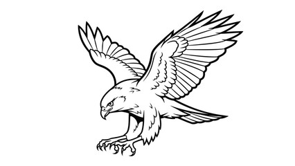 Powerful eagle swooping down, wings spread, ready to strike in bold monochrome design for tattoos or logos
