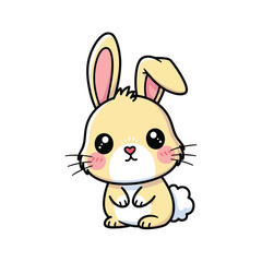 Adorable Cartoon Bunny with Big Eyes and a Heart-Shaped Nose.