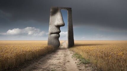 A symbolic illustration showing how persuasive cues impact thought formation.