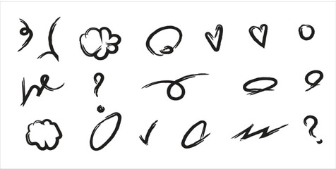 Hand drawn doodle elements set of abstract shapes and symbols on white