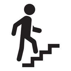 Person walking up stairs icon vector silhouette