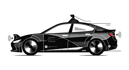 Sleek autonomous vehicle with advanced sensor technology for smart driving