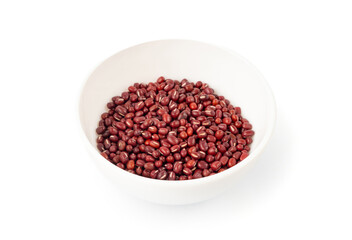 Red adzuki beans isolated, raw azuki bean pile, Vigna angularis legume seeds, dry red mung bean