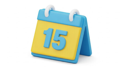 Download 3d fifteenth day calendar icon vector illustration for appointment schedule and event reminder design