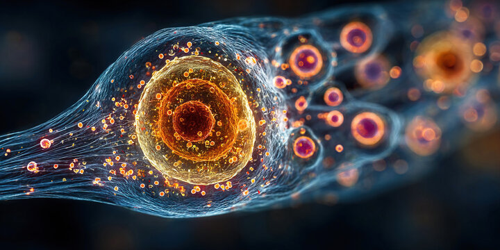 Fertilized oocyte observed under microscope shows sperm element and cellular activity