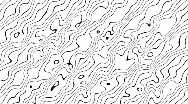 Abstract black and white wavy lines and circles pattern background motion graphic