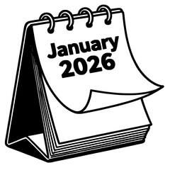 January 2026 Desk Calendar Icon Simple Vector Illustration