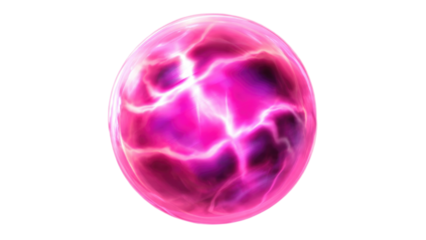 A vibrant pink and purple energy sphere with bright, crackling internal lightning patterns, conveying power, magic, or mystical force. background removed