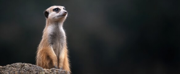 Fototapeta premium The meerkat stands tall alert like a watchful guard or lookout.