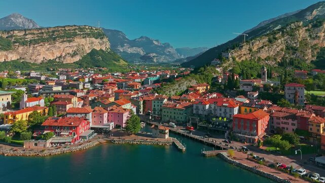 Aerial View of Torbole on Lake Garda in the Italian Alps