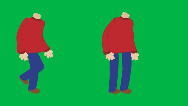 Two red stick figures dancing happily together on green screen chromakey background. Joyful loopable 2d animated cartoon animation great for friendship, party, celebration, and fun couple scenes.