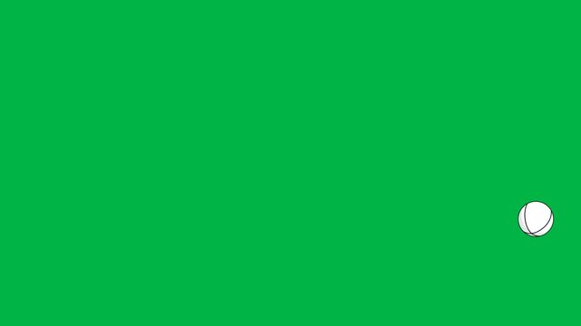 Small white golf ball sitting on gray tee ready to be hit on green screen chromakey background. Clean loopable 2d animated cartoon animation ideal for sport, golf game, and leisure activity scenes.
