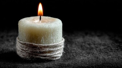 day of mourning, a single candle flame center top, dark background