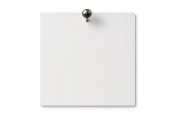 Blank white paper note pinned on a board, empty memo for message or reminder, transparent background