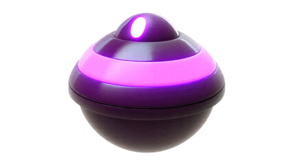 A modern purple smart device, possibly an air diffuser or ambient light, featuring a glowing pink band and a white illuminated top. background removed