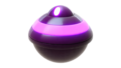 A modern purple smart device, possibly an air diffuser or ambient light, featuring a glowing pink band and a white illuminated top. background removed