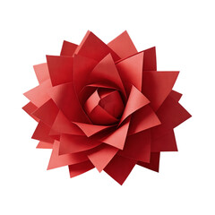 Red paper flower arranged in a layered blossom design  