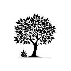 Obraz premium Orange Tree with Lush Leaves and Ripe Citrus Fruits Vector Illustration