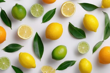Fresh Citrus Fruits - A Vibrant Display of Lemons, Limes, and Oranges.