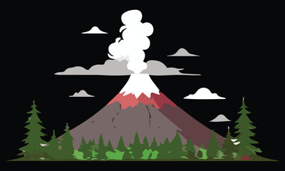 Colorful Volcano Illustrations – Cartoon Eruptions, Lava Mountains & Nature Art