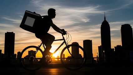 silhouette of a man on a bike