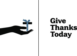 Give thanks today generosity and gratitude concept with hand offering gift box thanksgiving autumn holiday