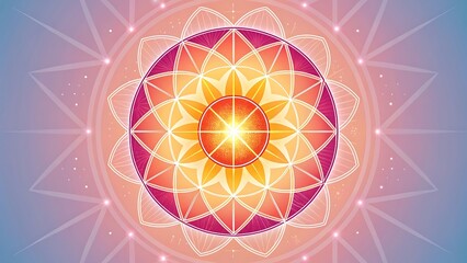 Geometric Mandala With Glowing Light and Cosmic Background