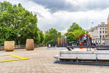 The Artist's Garden, a free open-air art exhibition site at Temple Place in London, England, on the rooftop of Temple tube station, part of the Victoria Embankment, London, England, Uk.