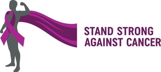 Superhero woman standing strong against cancer pink ribbon awareness fight cancer concept