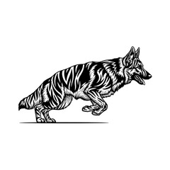 Dynamic German Shepherd Illustration - A Study in Motion and Detail.
