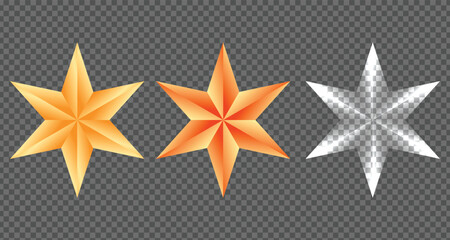 Golden realistic holiday stars, Christmas party star illustration