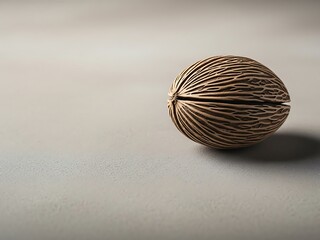 Isolated exotic seed pod on a textured surface, minimalist composition