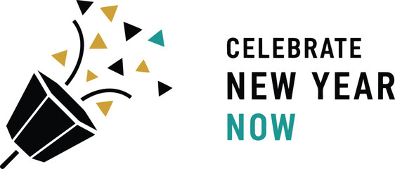 Celebrate new year now festive confetti popper blast with geometric triangles modern design for festive greetings celebrations © Your Sexy Vectors