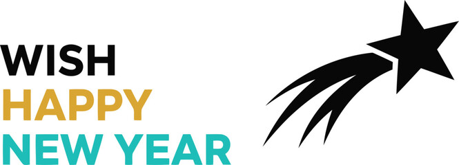 Shooting star wish happy new year text design festive celebration greeting © Your Sexy Vectors