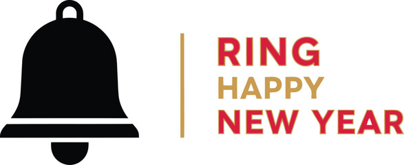 Ring in the new year festive bell icon happy new year text for celebrations greetings © Your Sexy Vectors