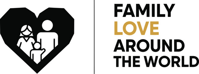 Family love around the world heart logo global connection unity care support togetherness international family day