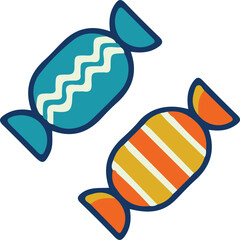 Whimsical candy illustration with bright colors and playful elements