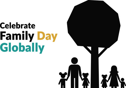 Celebrate family day globally diverse family silhouette with tree unity love connection - Powered by Adobe