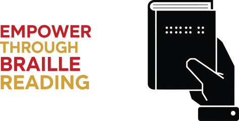 Empower through braille reading hand holding braille book symbol of literacy and inclusion for visually impaired