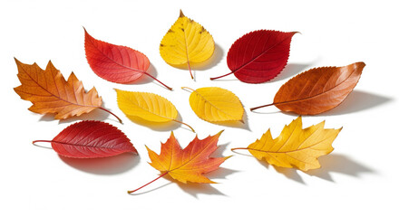 Obraz premium Set of beautiful autumn leaves on a white background.