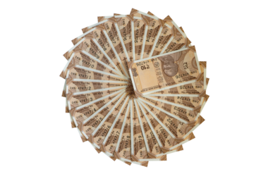 Creative Circular Arrangement of New Indian 10 Rupee Currency Notes