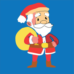 Cartoon Santa Claus with gift sack.