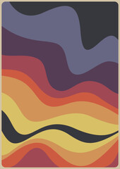 1970s Poster Background, Vintage 70s Colors and Shapes, Waves and Color Lines